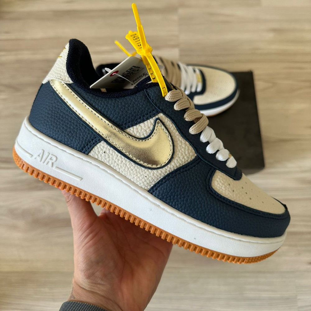 TĂȘnis Nike Air Force Marinho Ouro Premium