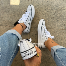 Carregar imagem no visualizador da galeria, TĂȘnis All Star Couro Branco Feminino Premium