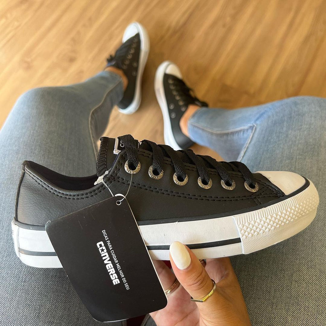 TĂȘnis All Star Couro Preto Premium